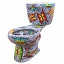 Mexican Talavera Toilet Mariposas Azul Marino